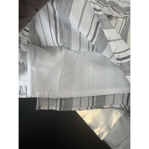 Saks Fifth Avenue Linen Blend Striped cold Shoulder Dress M beachy coverup boho - Picture 5 of 8